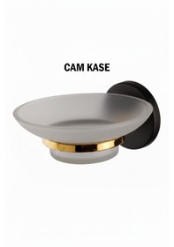 Resim Sabunluk Cam Kaseli Siyah Gold Renk Altın - Siyah 