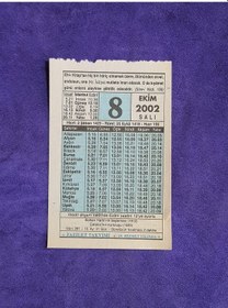 Resim 8 Ekim 2002 Takvim Yaprağı - Nostalji Koleksiyonluk Takvim Yaprağı 