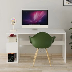 Resim Evdemo Leo Kitaplıklı Çalışma Masası Beyaz 