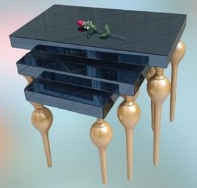Resim Zigon ILGZ18096 TOMBUL Model Sehpa Parlak Gold Kayın Balon Ayak Baklava çizgi Ayn 