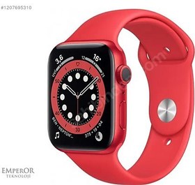 Resim Apple Watch Series 6 GPS 44mm Kırmızı Alüminyum Kasa ve Spor Kor 