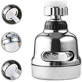 Resim Krom 3 Fonksiyonlu Mutfak Lavabo Başlığı 360 Derece Döner Musluk Ucu Çok Renkli 