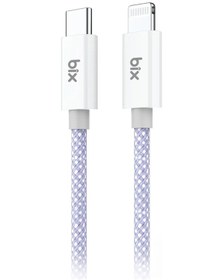 Resim Bix T3cl Type-c To Lightning İphone 27w Örgülü Hızlı Şarj Ve Data Kablosu 1 Metre Mor 