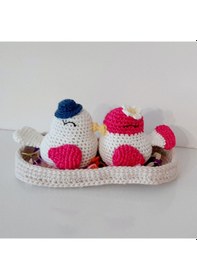 Resim Amigurumi Örgü Oyuncak Sevgili Kuşlar Çok Renkli 