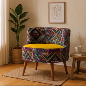 Resim Azra Mobilya Sydney Modern Desenli Döşemeli Berjer – Renkli Tasarım, Konforlu, Dekoratif Tekli Koltuk Sarı 