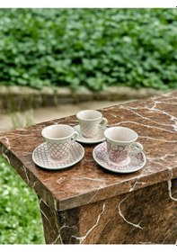 Resim Şık Ve Modern 3lü Fincan Takımı Ahşap 