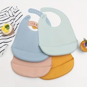 Resim 3 adet Unisex Renkler Gıda Sınıfı Silikon Bebek Önlükleri 