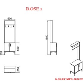 Resim Kalender Dekor Rose-1 Portmanto Vestiyer Ayakkabılık 