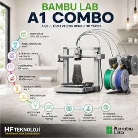 Resim Bambu Lab Ams Lite ile Beraber Gelir, 4 Renge Kadar Baskı Imkanı A1 Combo 3D Yazıcı+1 Kg. Flament Hediye 