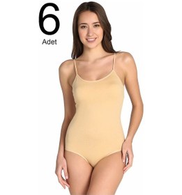 Resim Tutku Kadın Karışık Renk 6'lı Paket İp Askılı Likralı Kancalı Çıtçıtlı Body Elf568t0148ccm6 001 