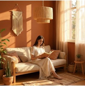 Resim Hope Rafya Sarkıt Avize Saman Sarısı 