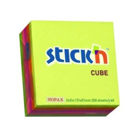 Resim Stickn 50x50mm Küp Blok Neon 5 Renk Yapışkanlı Not Kağıdı 250 Yaprak 4 Paket 21203 