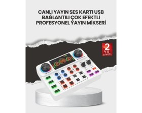 Resim Sayarmarkt Çok Efektli Canlı Yayın Ses Mikseri USB ve Kablosuz Uyumlu 