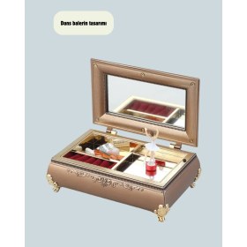 Resim Store Mania Ieg™ Müzikli Balerin Figürlü Takı Kutusu Piyano Desenli Dekoratif 