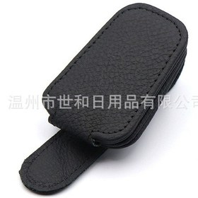 Resim Jeehugo Siyah Deri Araç Güneş Gözlüğü Kutusu - Dayanıklı, Kompakt Ve Kolay Kullanıma Uygun - Araç İçin Gözlük Tutucu Organizatör 