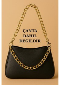 Resim Model 3 Gold Zincirli Klips Halkalı Çanta Askısı- 90x35cm- Çanta Aksesuarı -çanta Askısı Altın 