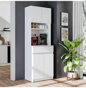 Resim Napoli Çok Amaçlı Dolap Kiler Dolabı Mutfak Dolabı Beyaz 