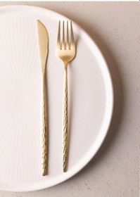 Resim The Mia Shiny Çatal Kaşık Bıçak Takımı Gold 24 Parça Gold 