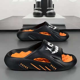 Resim Erkekler İçin Plus Beden Renk Bloklu Nefes Alabilir Açık Burunlu Kapalı/Açık Alan Spor Plaj Terlikleri, Şık ve Çok Yönlü Erkek Sandalet 