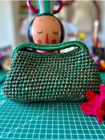 Resim UNİCORNS Hasır Çanta, Hasır Clutch, Burslu Hasır Çanta, Hasır El Çantası 