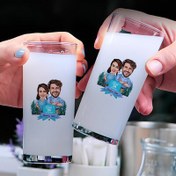 Resim Sırt Sırta Aşıklar Karikatürlü İkili Rakı Bardağı Seti 