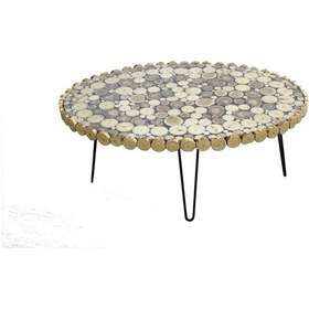 Resim Orta Sehpa Oval Kütük Ağaç Dalı Kesme Metal Çelik Ayak Yeni Trend 