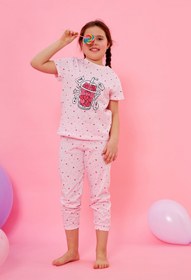 Resim Pembe Çocuk Pijama Takım 