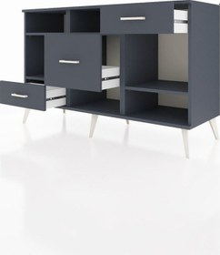 Resim Hyperion Konsol 4 Raflı 3 Çekmeceli 132x44x83 Antrasit-antrasit Antrasit 