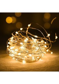 Resim Bucuks Peri Led Işık 10 Metre Sarı Pilli Aydınlatma Şerit Led Saçak Spot Süsleme Renkli 