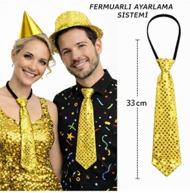 Resim Go İthalat Altın Renk Pul Payetli Işıltılı Parti Kravatı 33 Cm 0 - 99 