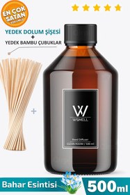 Resim WSMELL Bahar Esintisi Clean Room 500 ml Oda Kokusu Yedek Dolum Şişesi Ekonomik Koku Giderici 25 Ad Çubuk 