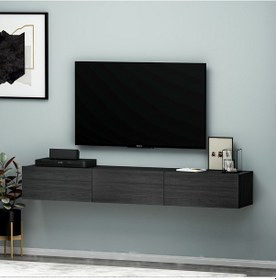 Resim Terra Duvara Monte Tv Sehpası Ahşap - Siyahsı 