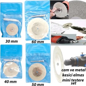 Resim Yu-Su Tools Gravür Makinası Metal Cam Taş Kesme Elmaslı Testere Seti 4 Parça Kaliteli 30 mm 40 mm 50 mm 60 mm 