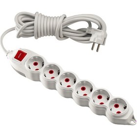 Resim Mono Orion 6'lı Anahtarlı Topraklı Grup Priz 5 Metre (3x1) Beyaz 