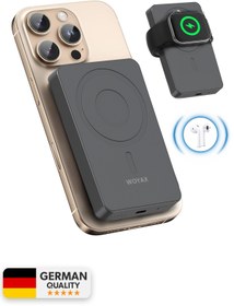 Resim Woyax All In Magsafe Powerbank 10.000mAh 20W Hızlı Taşınabilir Şarj Cihazı Saat Kulaklık iPhone Android 