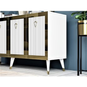 Resim LAZER DESENLİ BARE KONSOL BEYAZ-ALTIN 