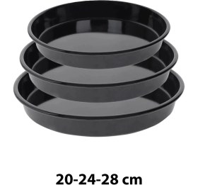 Resim PremiumPort 20-24-28 cm Siyah Parlak Emaye Yuvarlak Fırın Tepsi Seti, Kullanışlı ve Şık 