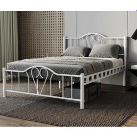 Resim Reyo Orkide Çift Kişilik Ferforje Beyaz Metal Karyola 160x200 