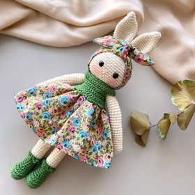 Resim Amigurumi Elbiseli Tavşan - Yeşil Elbiseli 