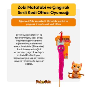 Resim PetzzCats Zobi Matatabi ve Çıngırak Sesli Kedi Oltası Oyuncağı Pembe 42 Cm 