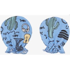 Resim Breeze Yenidoğan Bebek Eldiven Müzik Temalı Balık Desenli Mavi - Mavi 