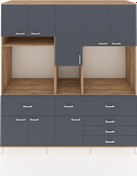 Resim Kronos Dolap 10 Raflı 6 Çekmeceli 8 Kapaklı 220x59x243 Çam-antrasit/antrasit Antrasıt/antrasıt 