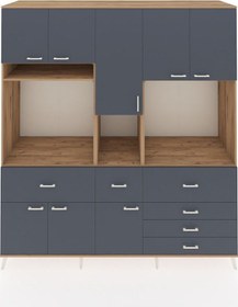 Resim Kronos Dolap 10 Raflı 6 Çekmeceli 8 Kapaklı 220x59x243 Çam-antrasit/antrasit Antrasıt/antrasıt 