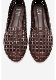 Resim Luvishoes Sılva Kahverengi Taşlı Kadın Babet Ayakkabı Kahverengi 