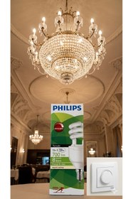 Resim Philips 13w=59w 700Lümen 2700k sarı ışık/e14 İnce Duy/spiral Dim Edilebilir(kısılıp açılan) Tasarruflu Ampul 