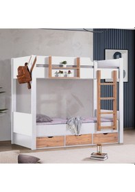 Resim Ranza Asya Ayrılabilir Çekmeceli Ranza - Beyaz Ceviz 