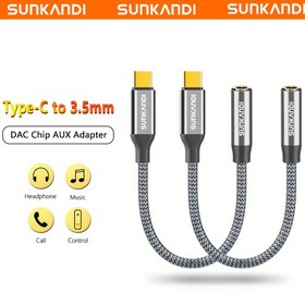 Resim 2 Adet SUNKANDI USB-C'den 3.5mm Kulaklık Audio Dönüştürücü ile DAC (Dijital-Analog Çevirici) - Yüksek Çözünürlüklü Ses, Tak & Çalıştır, İPhone 16/15 Pro Max/16 Plus, iPad, Galaxy S24/S23 Ultra, Pixel 9, Akıllı Telefonlar, Tabletler, Laptoplar ile Uyumlu - USB-C/Pen Drive Girişi, Gürültü Azaltıcı, Tek Tuş ile Hacim Kontrolü, Kompakt ve Karışmayan Kablo Dahil 