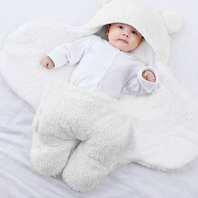 Resim Bundera Nesli Yeni Doğan 0-6 Ay Bebek Dış Kundak Uyku Tulumu Wellsoft Peluş Kapüşonlu Sarma Battaniye 