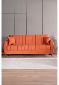 Resim Kilim Mobilya Linda Üç Kişilik Kanepe Yüksek Ayaklı Turuncu 