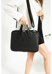 Resim Impolo Joyce Siyahgofraj Baskı Unisex Netbok Ve Evrak Çantsı 28x37 Ebatında Krem 